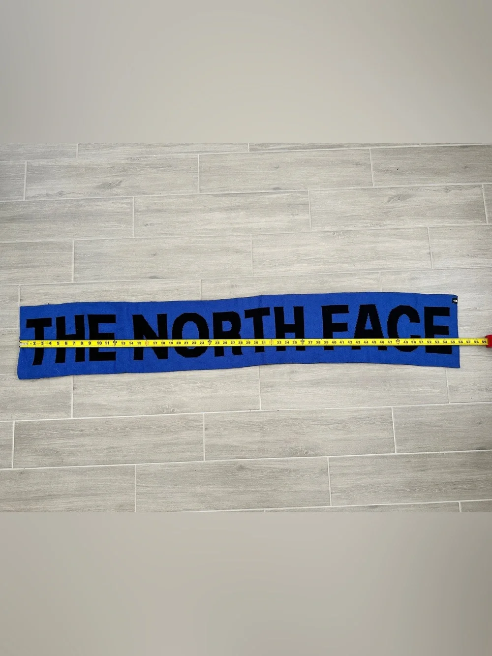 The North Face Unisex Logo Fleece Scarf Blue Black Letters One Size